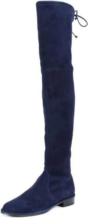 YDN Women Classic Thigh High Closed Round Toe Boots Trendy Low Chunky Heels Over The Knee Party Dress Pumps Suede Shoes