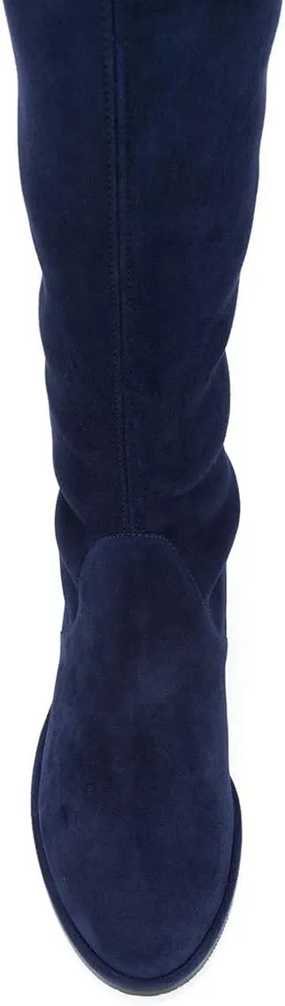 YDN Women Classic Thigh High Closed Round Toe Boots Trendy Low Chunky Heels Over The Knee Party Dress Pumps Suede Shoes
