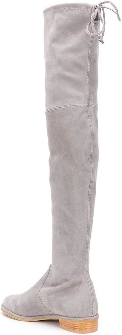 YDN Women Classic Thigh High Closed Round Toe Boots Trendy Low Chunky Heels Over The Knee Party Dress Pumps Suede Shoes