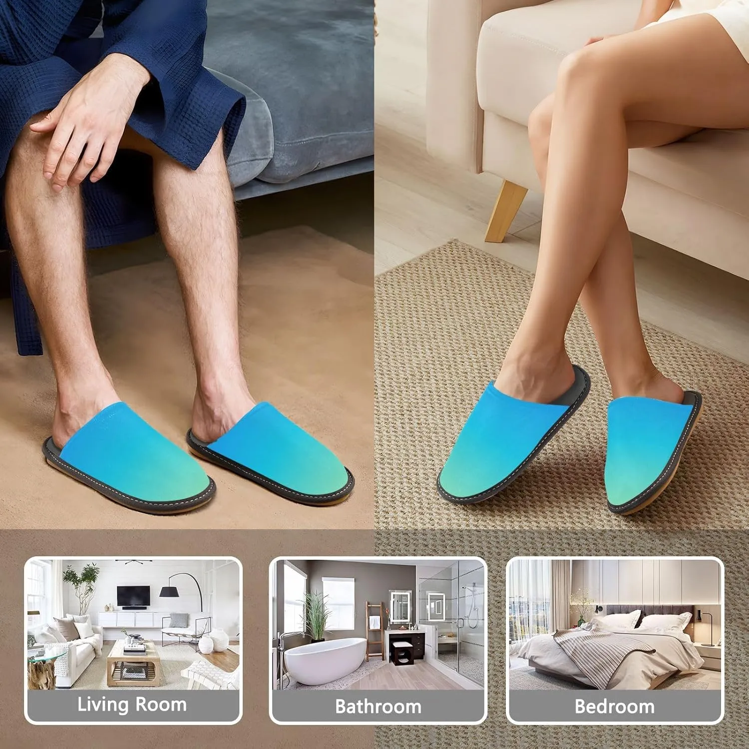 Yellow Lavender Gradient House Slippers for Women Men Non-Slip Comfy Slippers