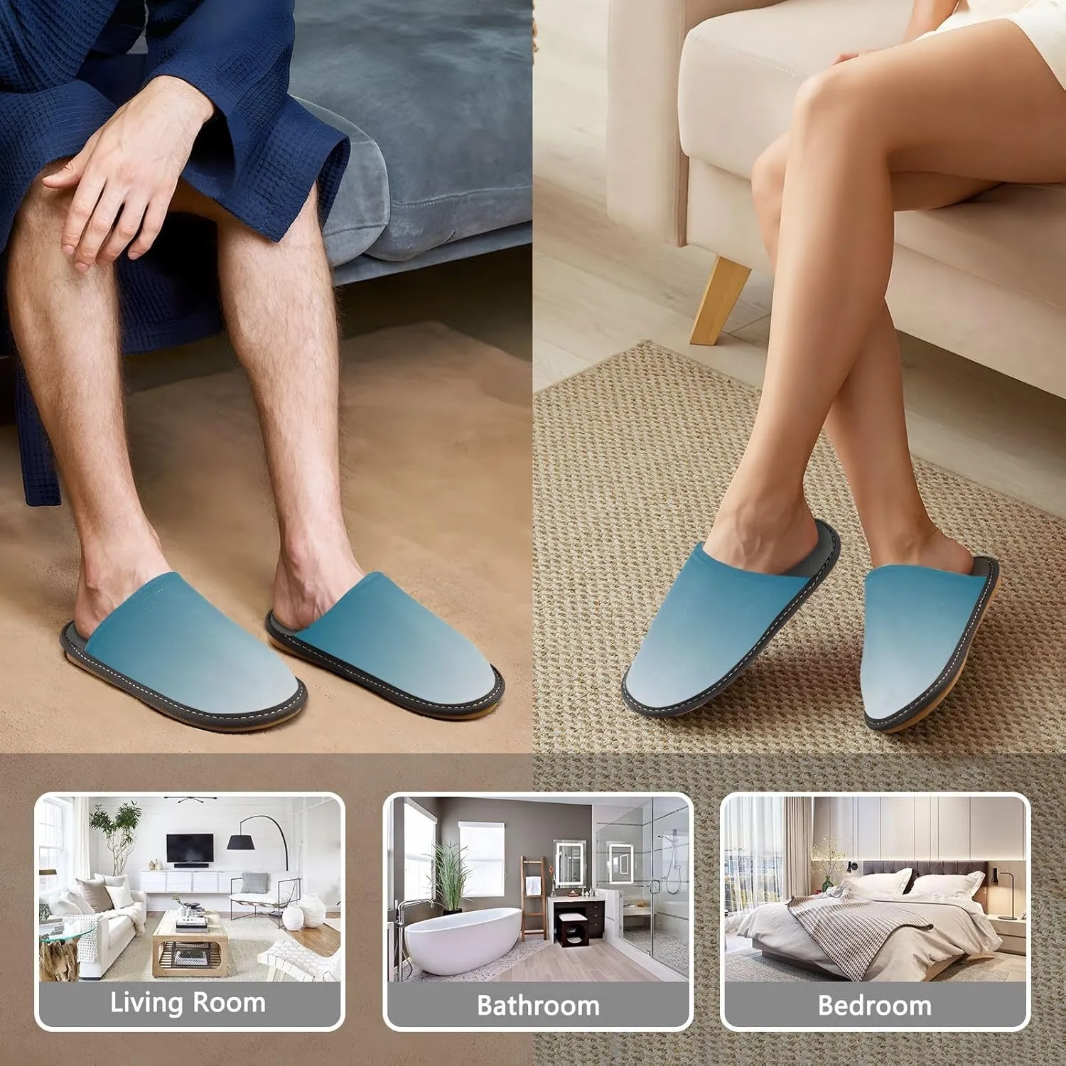 Yellow Lavender Gradient House Slippers for Women Men Non-Slip Comfy Slippers