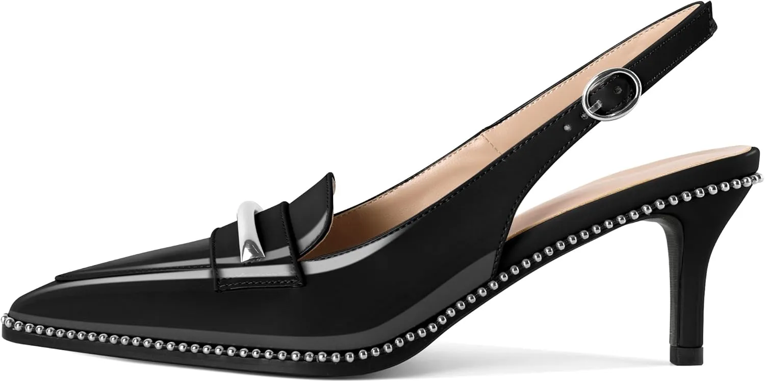 YODEKS Women's Slingback Heels Pointed Toe Low Heel 2.5" Loafers Shoes Size 5-13