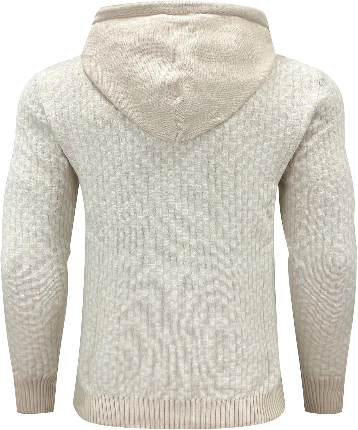 Zaitun Mens Hooded Sweatshirt Long Sleeve Solid Knitted Hoodie Pullover Sweater