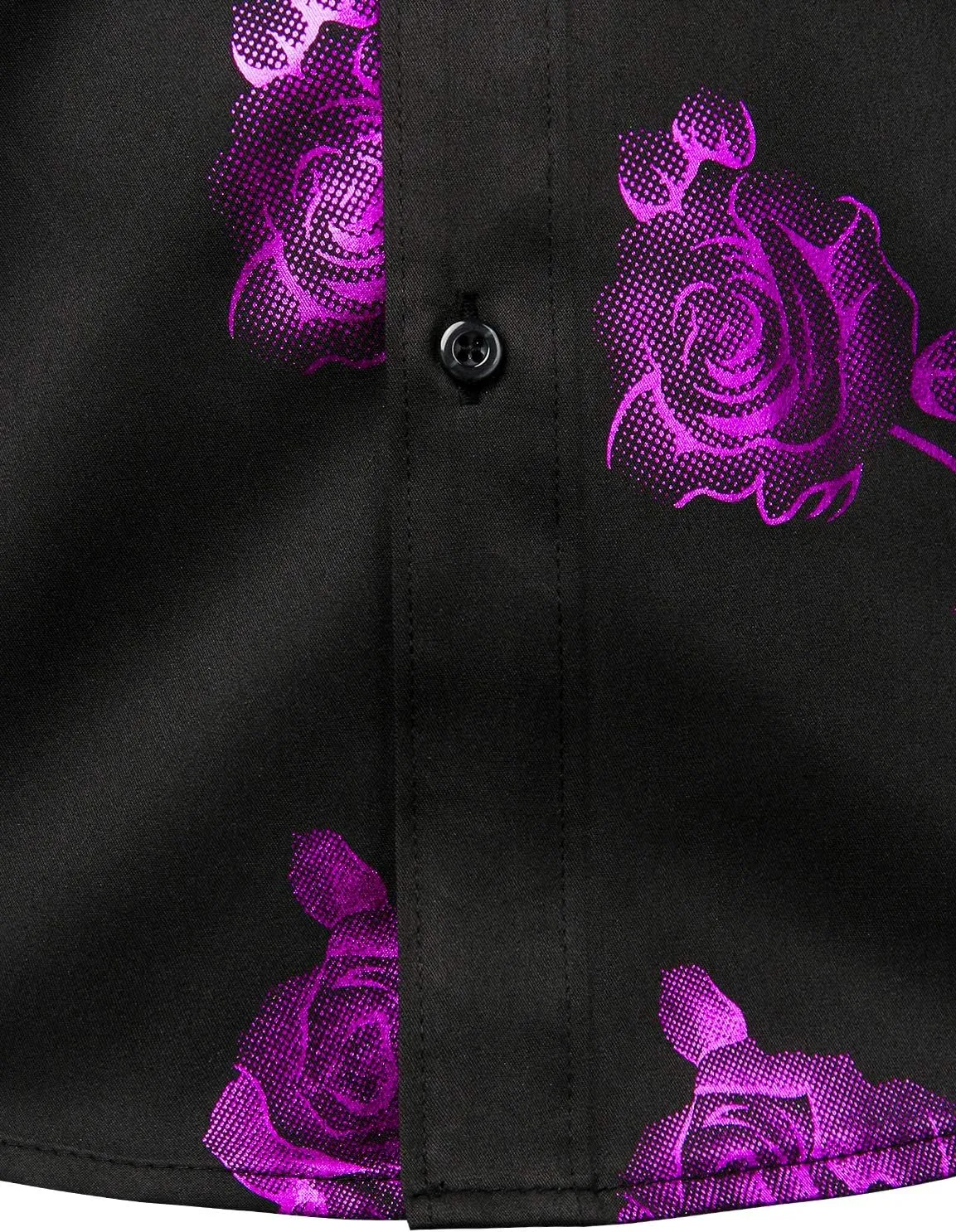 ZEROYAA Mens Hipster 3D Golden Rose Floral Printed Slim Fit Long Sleeve Button Down Dress Shirts