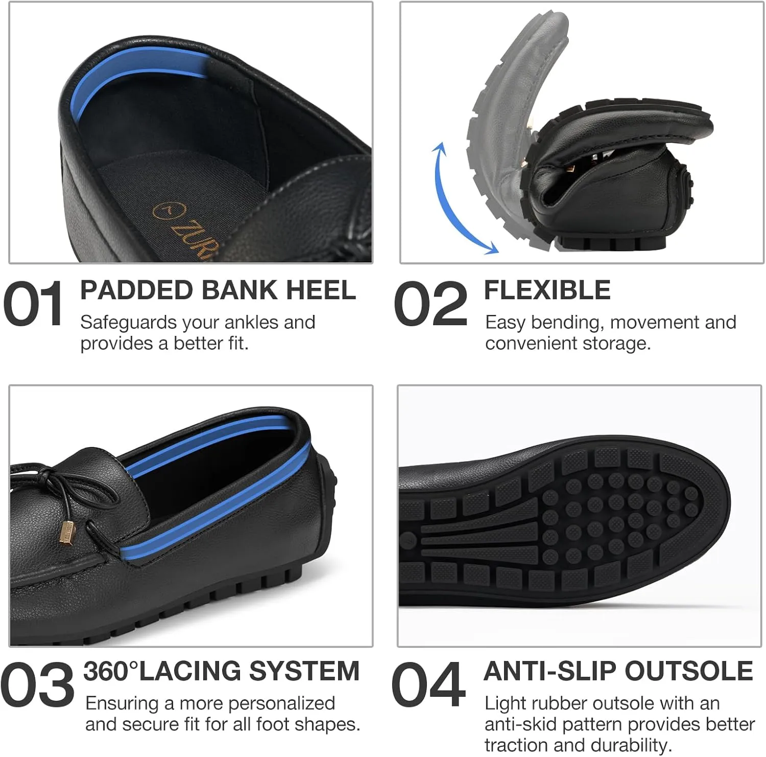 ZURIN Knitted Loafers for Women Casual Flat Shoes Slip On Loafers Comfortable Breathable Boat Shoes for Work Driving Walking