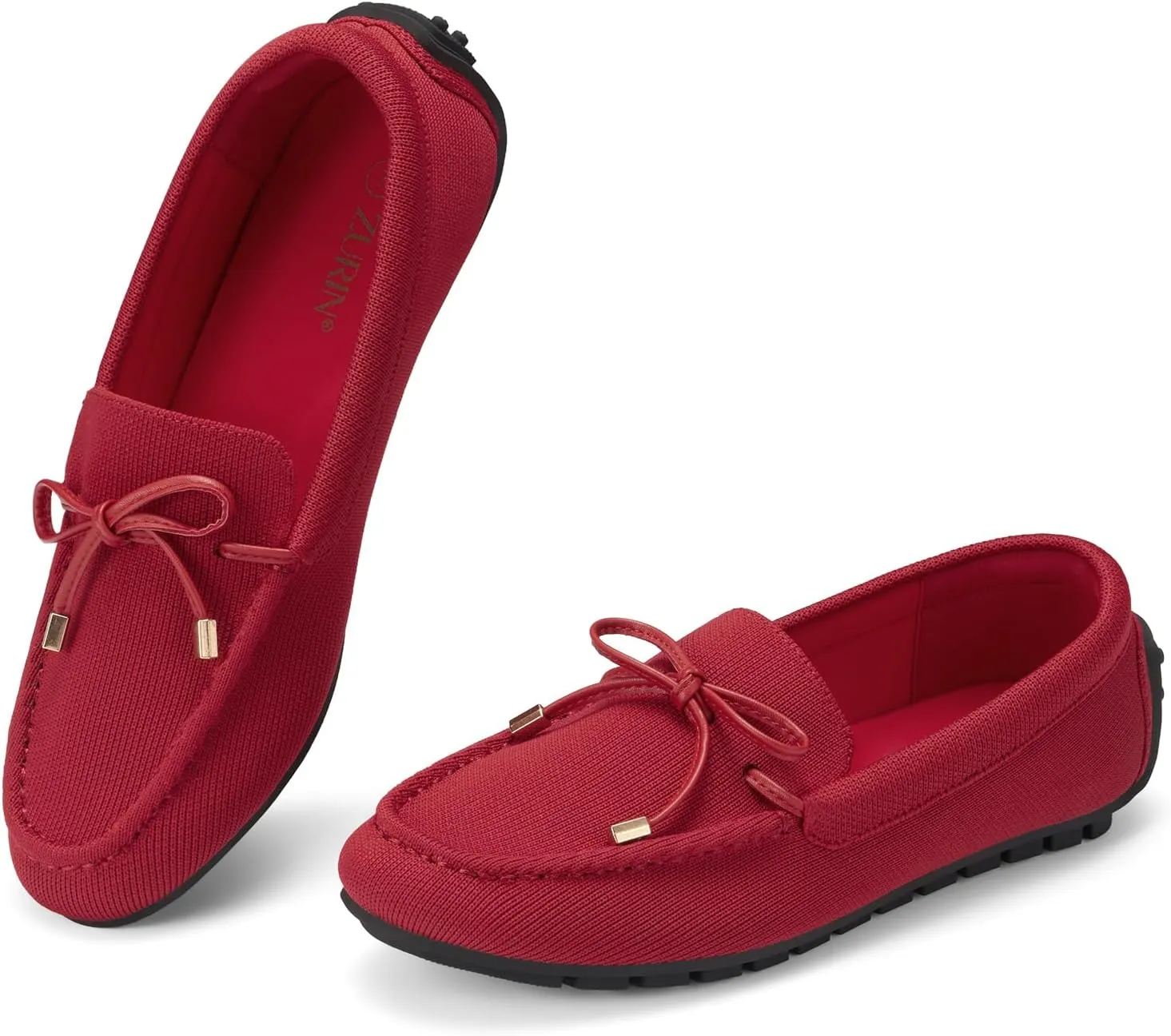 ZURIN Knitted Loafers for Women Casual Flat Shoes Slip On Loafers Comfortable Breathable Boat Shoes for Work Driving Walking