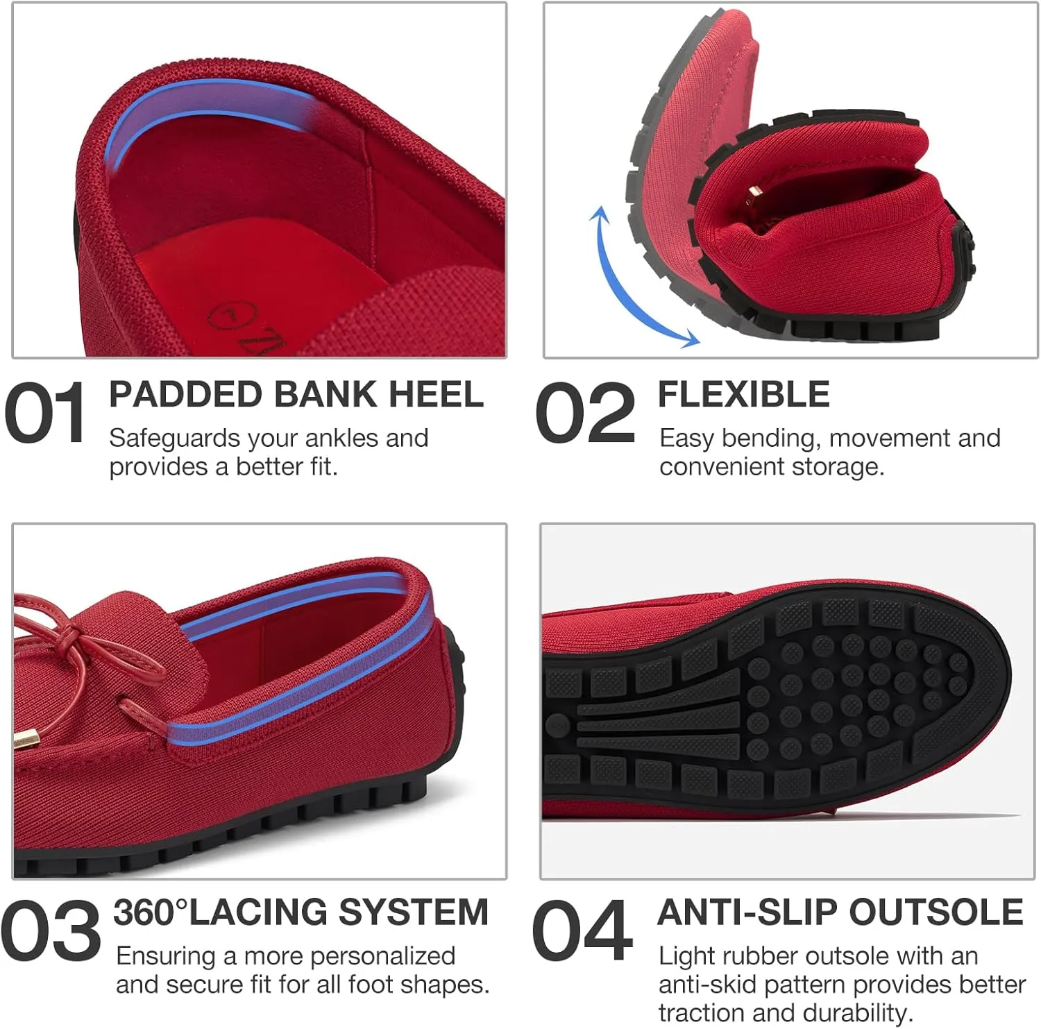 ZURIN Knitted Loafers for Women Casual Flat Shoes Slip On Loafers Comfortable Breathable Boat Shoes for Work Driving Walking