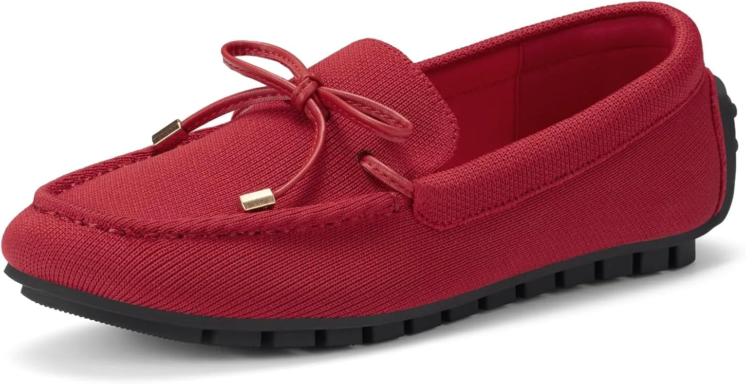 ZURIN Knitted Loafers for Women Casual Flat Shoes Slip On Loafers Comfortable Breathable Boat Shoes for Work Driving Walking