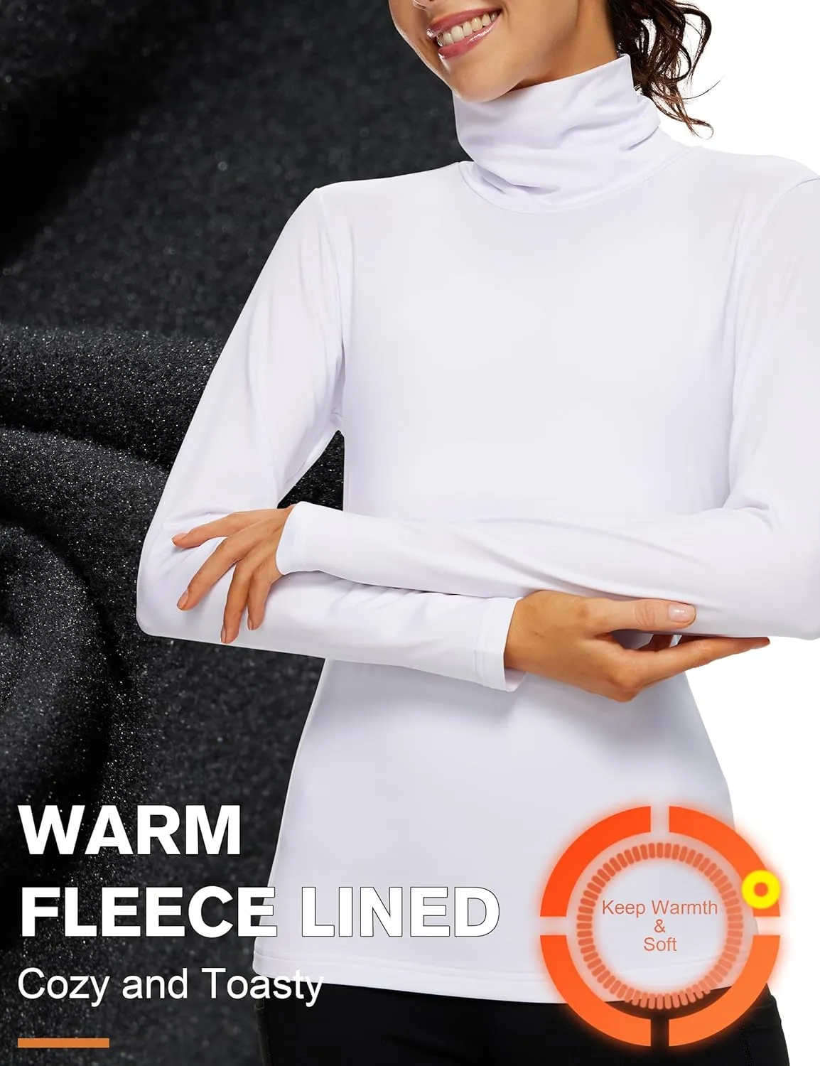 ZUTY 3 Pack Turtleneck Long Sleeve Shirts Thermal Underwear for Women Long Johns Winter Clothes Warm Base Layer Tops